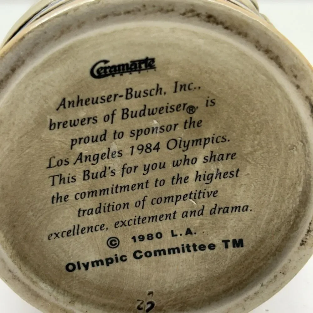 Vintage LA‎ Budweiser Olympic Beer Stein/Mug 1984 Los Angeles Olympics Ceramarte